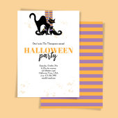 Halloween Party Heks Zwarte Kat Whimsical Kaart