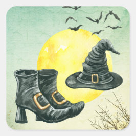 Halloween party heksen Pet and Shoes Vierkante Sticker