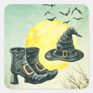 Halloween party heksen Pet and Shoes Vierkante Sticker