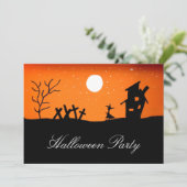 Halloween Party Herfst Folk Art Spooky Kaart (Staand voorkant)