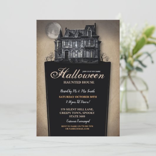 Halloween Party Horror Spooky Invite Kaart (Staand voorkant)
