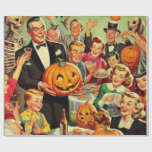Halloween Party Illustratie Cadeaupapier (Vlak)
