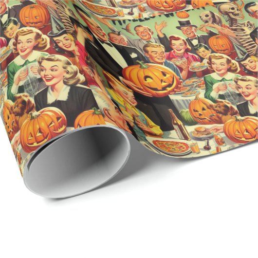  Halloween Party Illustratie Cadeaupapier (Rol Hoek)