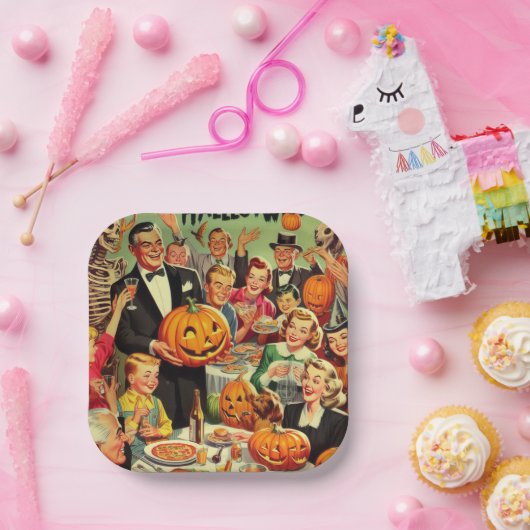  Halloween Party Illustratie Papieren Bordje (Feest)