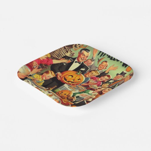  Halloween Party Illustratie Papieren Bordje (Gebogen)