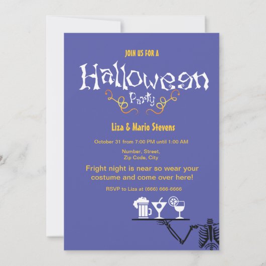 Halloween Party invitación Drinks Kaart (Achterkant)