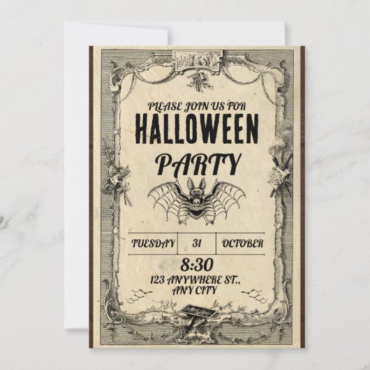 Halloween Party Invitation 2024: Doe mee met de an Kaart (Voorkant)