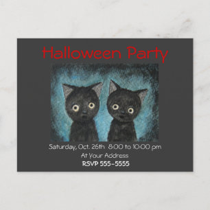 Halloween Party Invitation Black Cat Post Card Uitnodiging Briefkaart