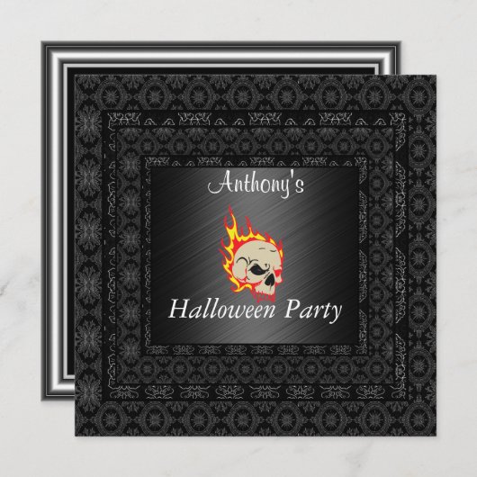 Halloween Party Invitation Black Kaart (Voorkant / Achterkant)