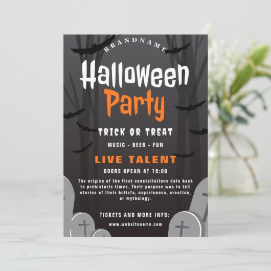 Halloween Party Invitation Card Kaart (Staand voorkant)
