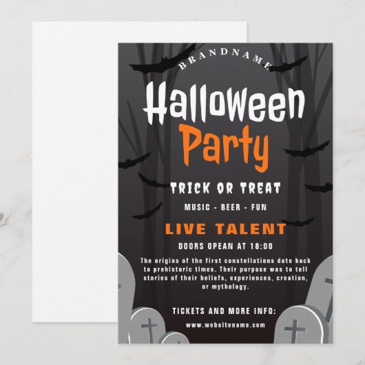 Halloween Party Invitation Card Kaart (Voorkant / Achterkant)