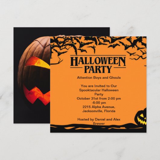 Halloween Party Invitation Card Kaart (Voorkant / Achterkant)