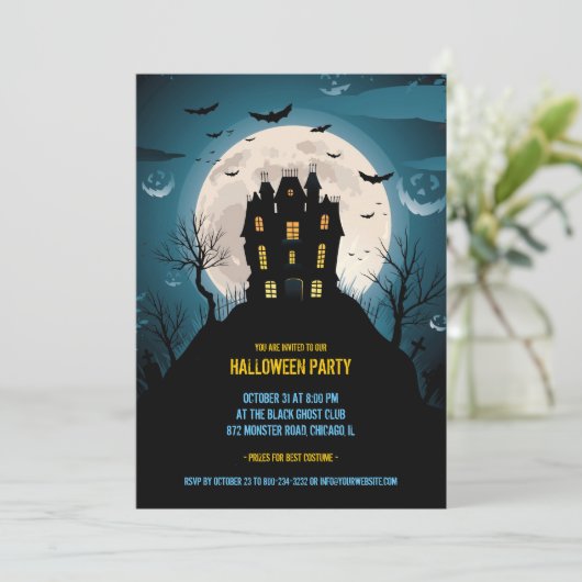 Halloween Party Invitation Card Kaart (Staand voorkant)