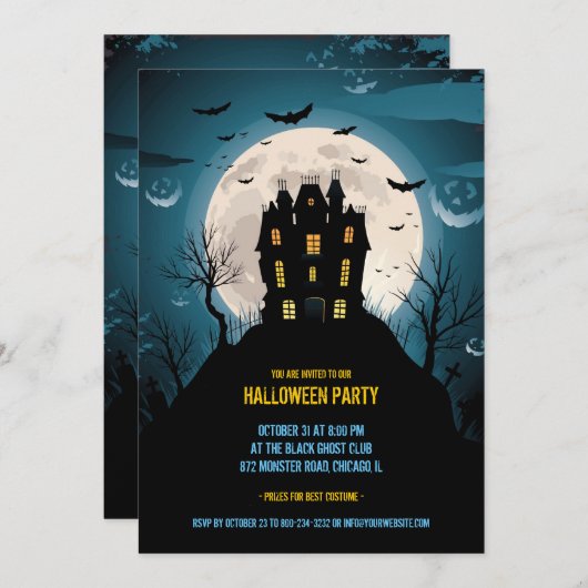 Halloween Party Invitation Card Kaart (Voorkant / Achterkant)