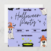 Halloween party invitation card save the date (Voorkant / Achterkant)