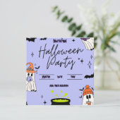 Halloween party invitation card save the date (Staand voorkant)