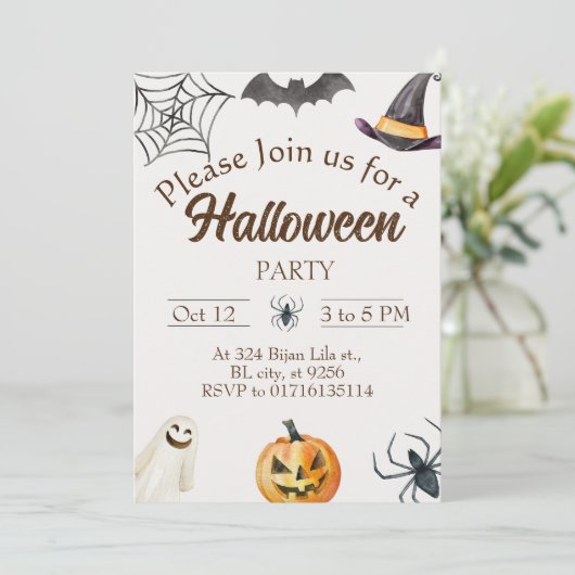 Halloween Party Invitation Card Save The Date (Staand voorkant)