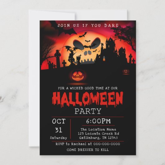 Halloween Party Invitation Creepy Kaart (Voorkant)