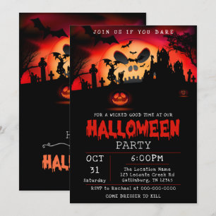 Halloween Party Invitation Creepy Kaart