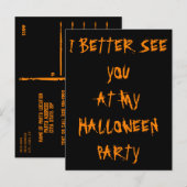 Halloween Party Invitation Cryptic Black Sinaasapp Uitnodiging Briefkaart (Voorkant / Achterkant)