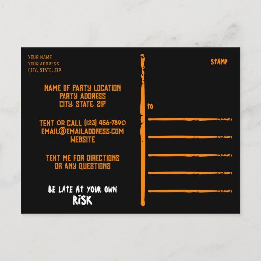 Halloween Party Invitation Cryptic Black Sinaasapp Uitnodiging Briefkaart (Achterkant)