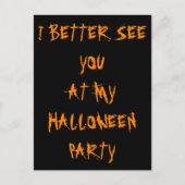Halloween Party Invitation Cryptic Black Sinaasapp Uitnodiging Briefkaart (Voorkant)