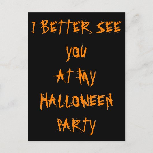 Halloween Party Invitation Cryptic Black Sinaasapp Uitnodiging Briefkaart (Voorkant)