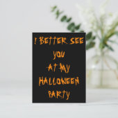 Halloween Party Invitation Cryptic Black Sinaasapp Uitnodiging Briefkaart (Staand voorkant)