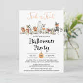 Halloween Party Invitation, Een Kinder en Hondenfe Kaart (Staand voorkant)