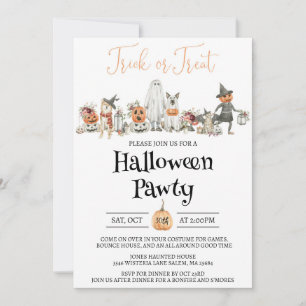 Halloween Party Invitation, Een Kinder en Hondenfe Kaart