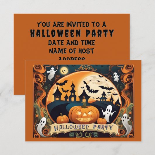 Halloween Party Invitation Enclosure Kaart (Voorkant / Achterkant)
