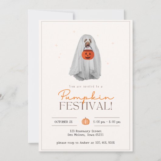 Halloween Party Invitation, ghost dog Kaart (Voorkant)