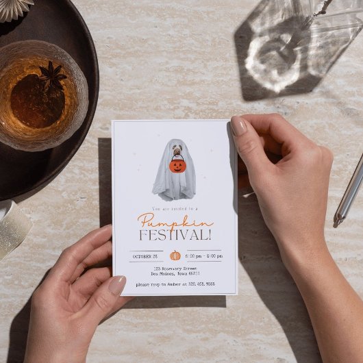 Halloween Party Invitation, ghost dog Kaart