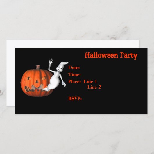 Halloween Party Invitation Ghost Pumpkin Kaart (Voorkant / Achterkant)