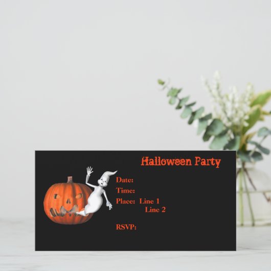 Halloween Party Invitation Ghost Pumpkin Kaart (Staand voorkant)