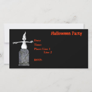 Halloween Party Invitation Ghost Tombstone Kaart