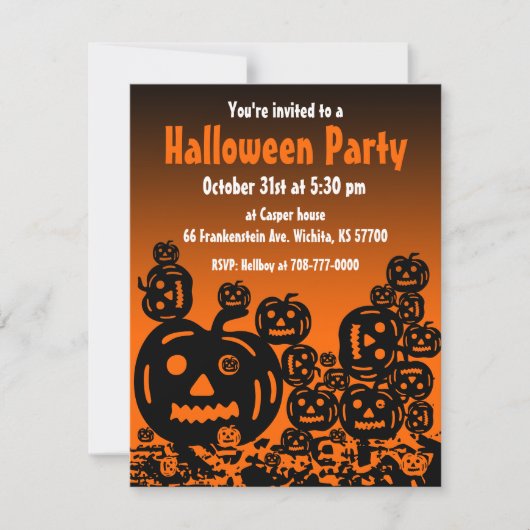 Halloween Party Invitation Jack O Lantern 5 Kaart (Voorkant)