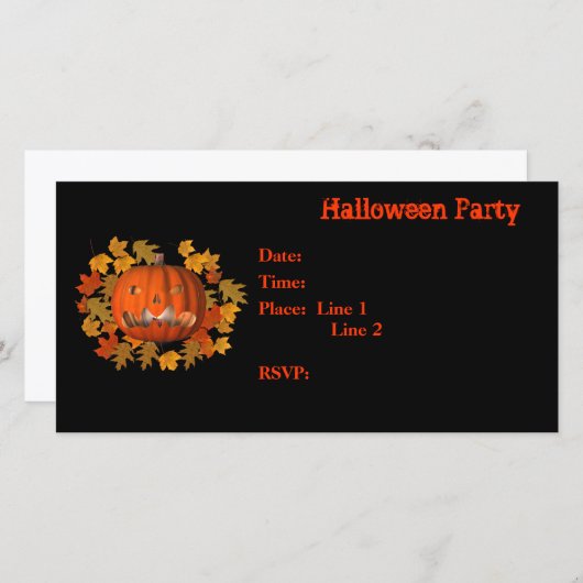 Halloween Party Invitation Jack O Lantern Kaart (Voorkant / Achterkant)