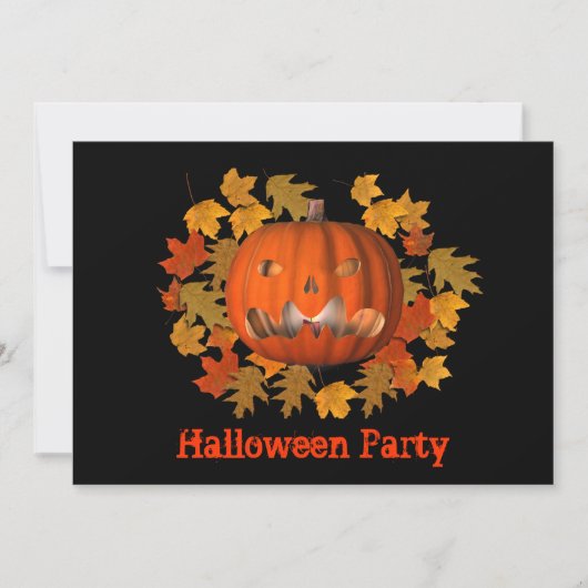 Halloween Party Invitation Jack O Lantern Leaves Kaart (Voorkant)