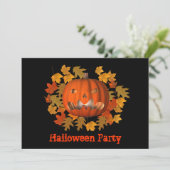 Halloween Party Invitation Jack O Lantern Leaves Kaart (Staand voorkant)