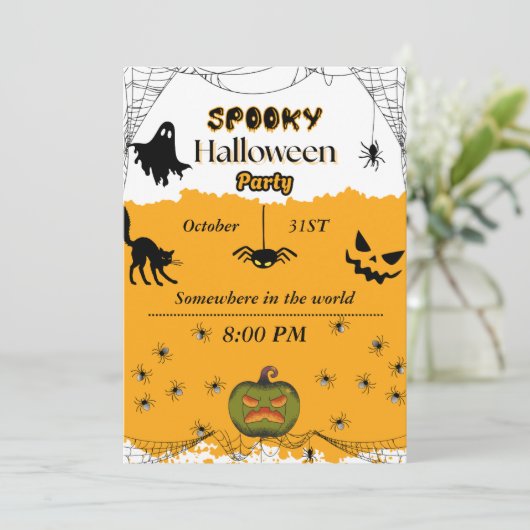 Halloween party invitation kaart (Staand voorkant)