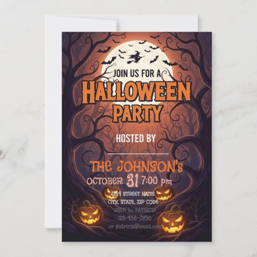 Halloween Party Invitation Kaart | Spooky Forest P (Voorkant)