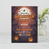 Halloween Party Invitation Kaart | Spooky Forest P (Staand voorkant)