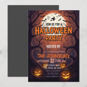 Halloween Party Invitation Kaart | Spooky Forest P (Voorkant / Achterkant)