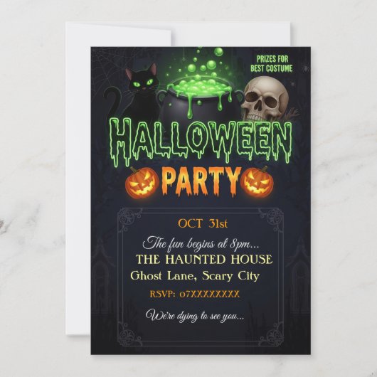 Halloween Party Invitation Kaart | Spooky Gothic D (Voorkant)