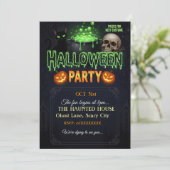 Halloween Party Invitation Kaart | Spooky Gothic D (Staand voorkant)