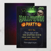 Halloween Party Invitation Kaart | Spooky Gothic D (Voorkant / Achterkant)