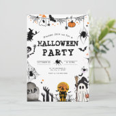 Halloween Party Invitation, Kinder Spooky Night Pa (Staand voorkant)