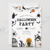 Halloween Party Invitation, Kinder Spooky Night Pa Kaart (Voorkant)