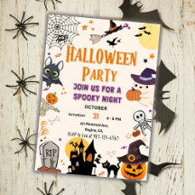 Halloween Party Invitation Kinder Spooky Night Par